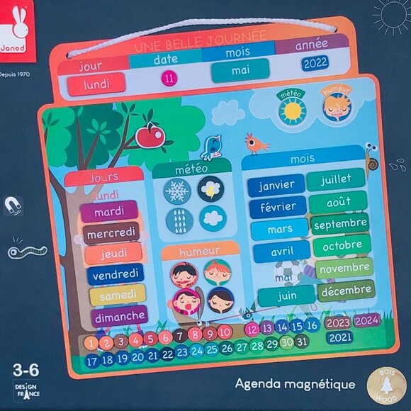 Agenda Magnetique Une Belle Journee - En Bois New Sealed For Age 3+ - Picture 12 of 16